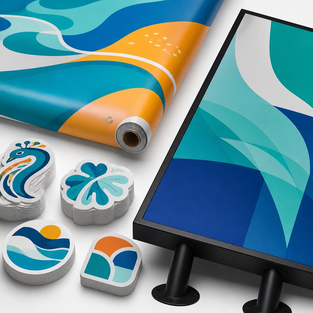 Adesivos, banners e sinalização impressos com Prime 180 UV